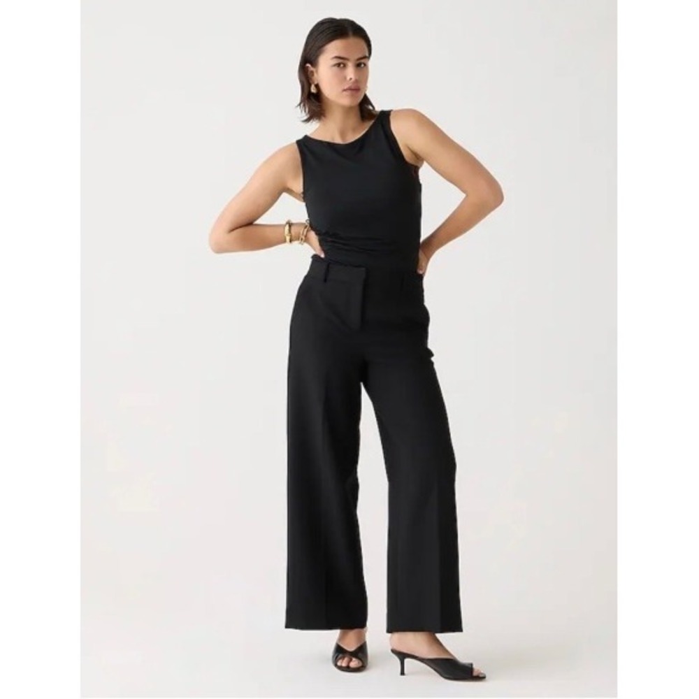 J. Crew 365 Black Trousers Pants Wide Leg Stretch Ponte Knit Business Casual 16